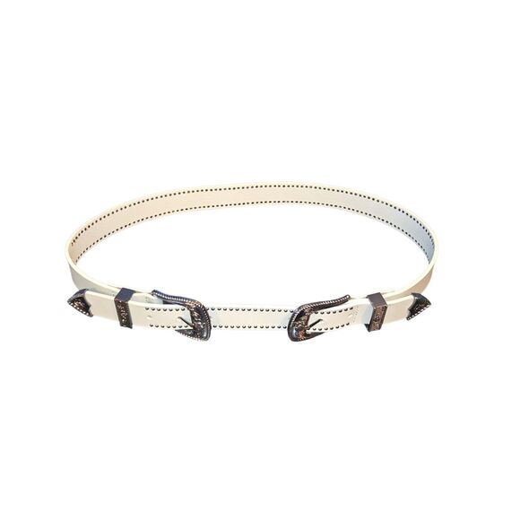 American Eagle Outfitters Accessories - American Eagle NWOT Light Gray Studded Double‎ Buckle Western Belt Size M/33"